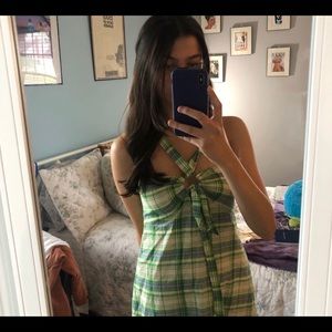 urban outfitters plaid green dress